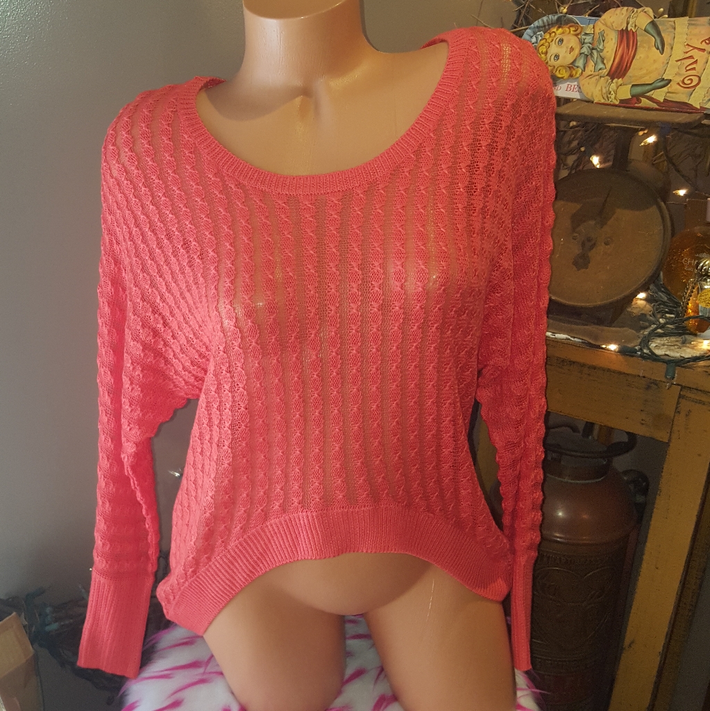 Bebe Open Knit Sharkbite Sweater Xs Euc
